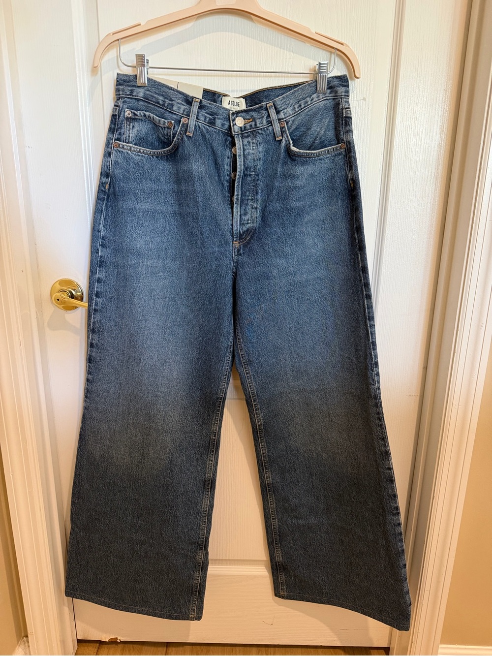 Agolde Dame wide Leg High-Rise Blue Denim Jeans